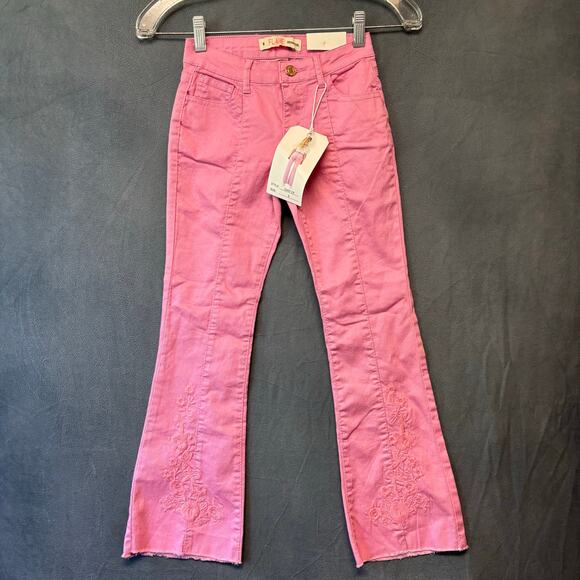 NWT! Denim Diva Flare Jeans Girls 8 Embroidered Floral Y2k Boho Diva Stretchy - Picture 1 of 12